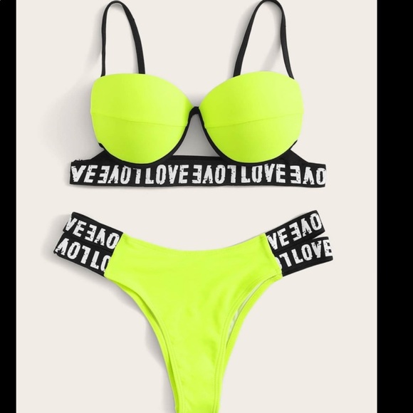Fashion Nova Other - Lime push-up strappy high waisted bikini swimsuit